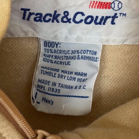 Vintage Track & Court Sweatshirt Large Mens Beige Red and Green Stripes - Picture 6 of 6